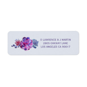 Étiquette Floral Succulent pourpre