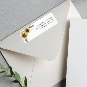 Étiquette Floral Sunflower Élégante Adresse de retour