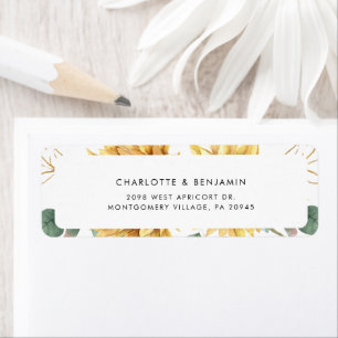 Étiquette Floral Sunflower Eucalyptus Mariage Adresse de ret