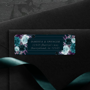 Étiquette Floral turquoise Dark Moody Bouquet Adresse du c