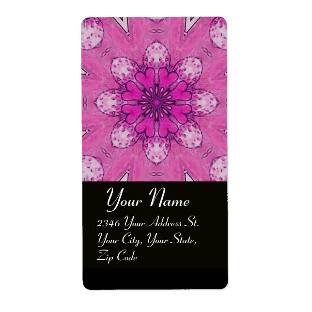 ÉTIQUETTE FLORALE ROSE AVEC PÉTALES DE FLEURS CARDIAQUES (Devant)