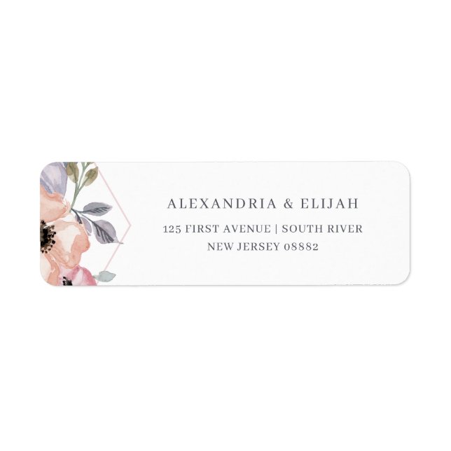 Étiquette Flore géométrique rose et Rose | MARIAGE (Devant)