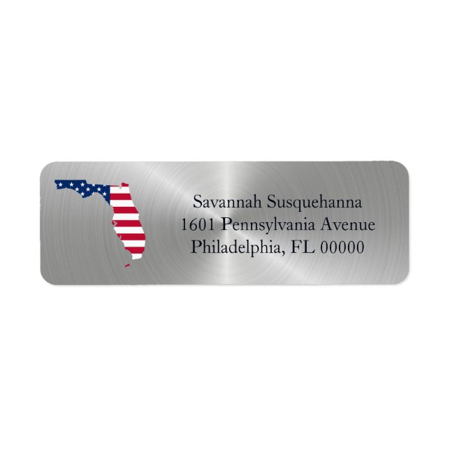 Étiquette Floride Silver État américain Drapeau Patriotique (Devant)