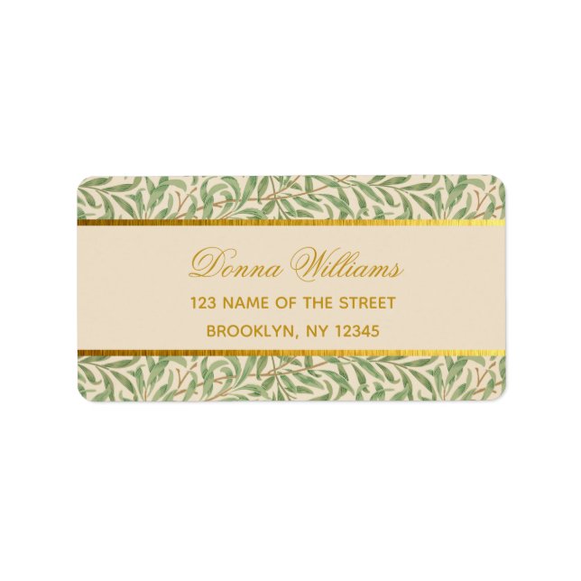 Étiquette Foligraphie Faux Gold Foil Feuilles verts (Devant)