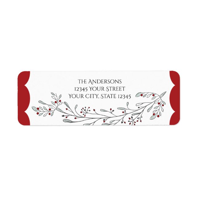 Étiquette Folithe de Noël et baies (Devant)