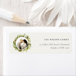 Étiquette Folithe Winter Wreath Christmas Adresse photo