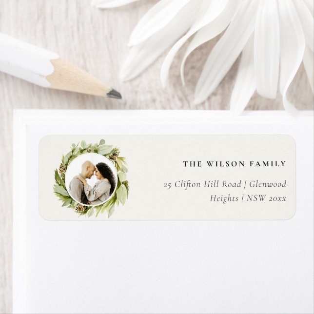 Étiquette Folithe Winter Wreath Christmas Adresse photo (En situation)