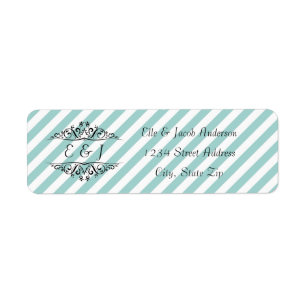 Étiquette Fond Blanc Rayures Bleu Clair - Adresse de l'expéd