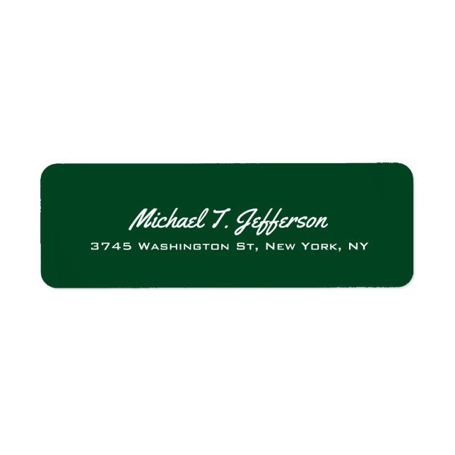 Étiquette Forest Green Elegant Professionnel Moderne Personn (Devant)
