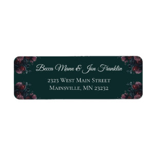 Étiquette Forêt foncée Vert Élégant Mariage Maroon Mauve