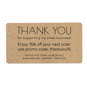 Étiquette Forfait Merci Kraft Paper Style Business