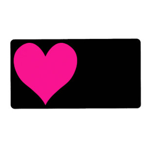 Étiquette Forme de coeur mou noir et rose profond