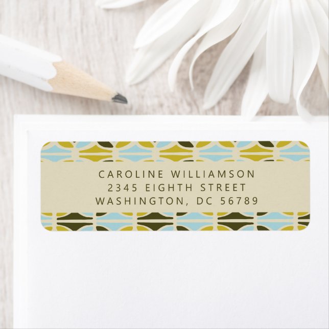 Étiquette Formes Abstraites Douche bleue verte Adresse de re (En situation)