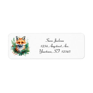Étiquette Fox et Holly avec baies rouges