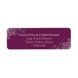 Étiquette Fractions d'argent Cassis Purple Mariage Adresse d