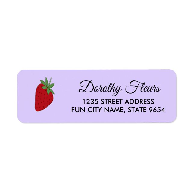 Étiquette Fraise sur violet (Devant)