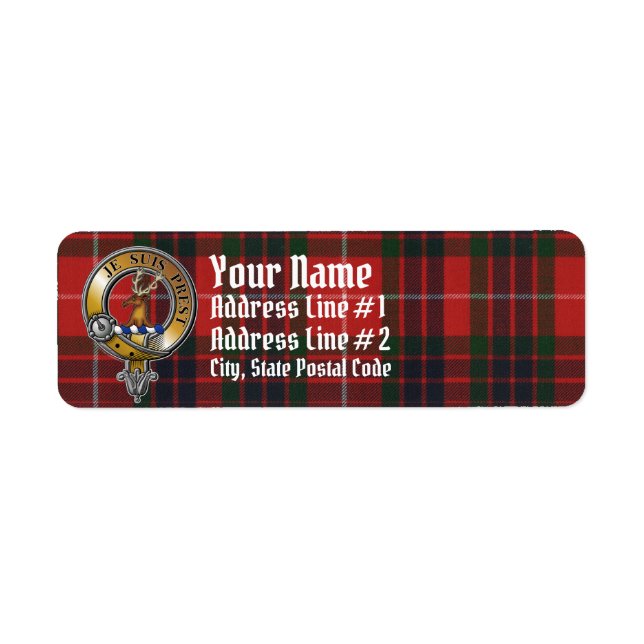 Étiquette Fraser Lovat Tartan & Badge (Devant)