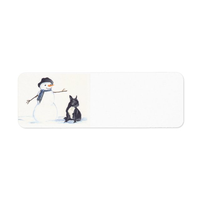 Étiquette French Bulldog Chien art Retourner l'adresse Étiqu (Devant)