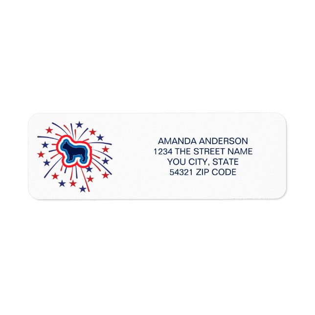 Étiquette French Bulldog Red White Blue Adresse de retour (Devant)