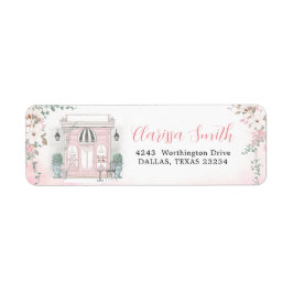Étiquette French Cafe Patisserie Girl Pink Anniversaire Adre