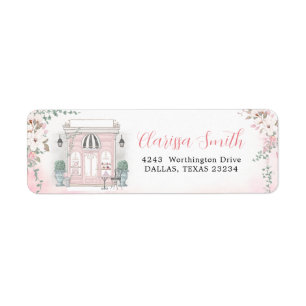 Étiquette French Cafe Patisserie Girl Pink Anniversaire Adre