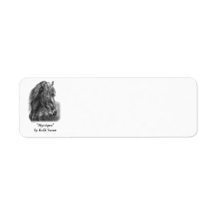 Étiquette Friesian Horse Portrait Wavy Mane