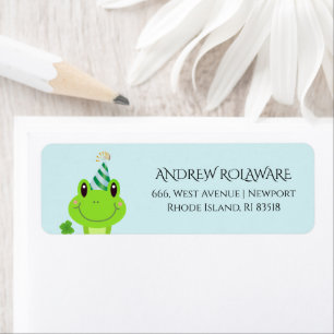 Étiquette Frog Clover Adresse de retour Sky Blue