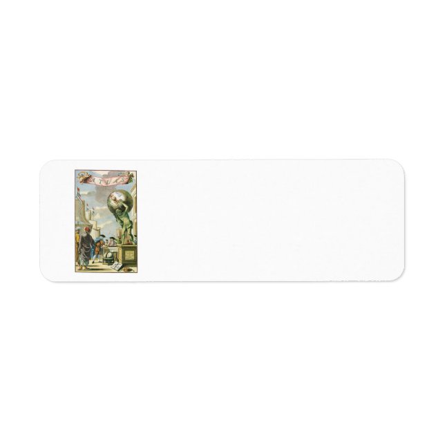Étiquette Frontispice d'atlas d'époque baroque Globe terrest (Devant)