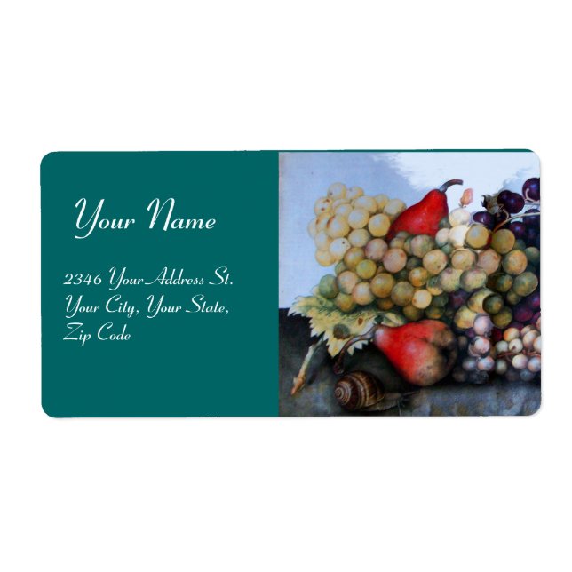 Étiquette FRUITS DE SAISON 1 - RAISONS ET POIRS vert (Devant)