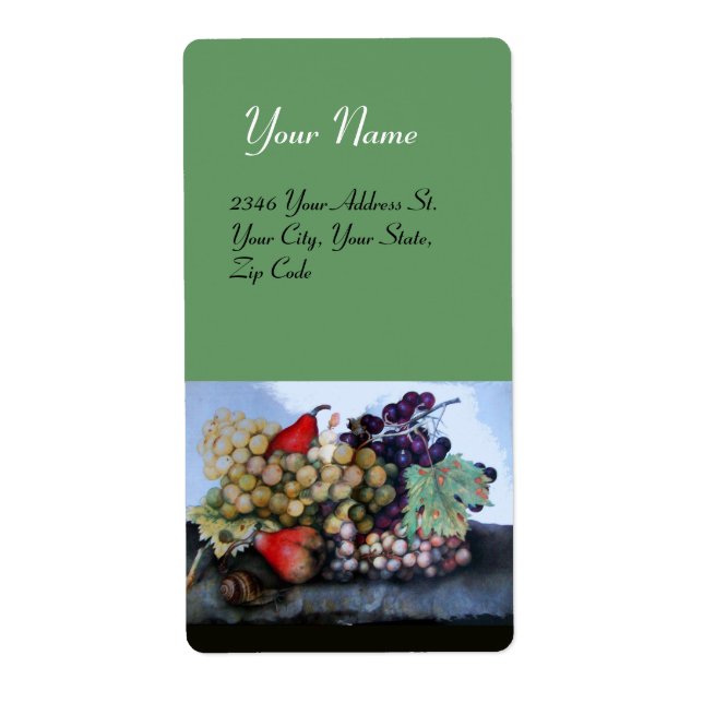 Étiquette FRUITS DE SAISON 1 - RAISONS ET POIRS vert (Devant)