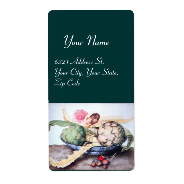 ÉTIQUETTE FRUITS DE SAISON 4- ARTICHOKES, ROSE & FRAISES (Devant)