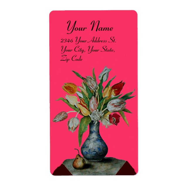 Étiquette FRUITS DE SAISON -TULIPS rose (Devant)