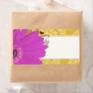 Étiquette Fuchsia Gerber Daisy & Golden Glow Damask
