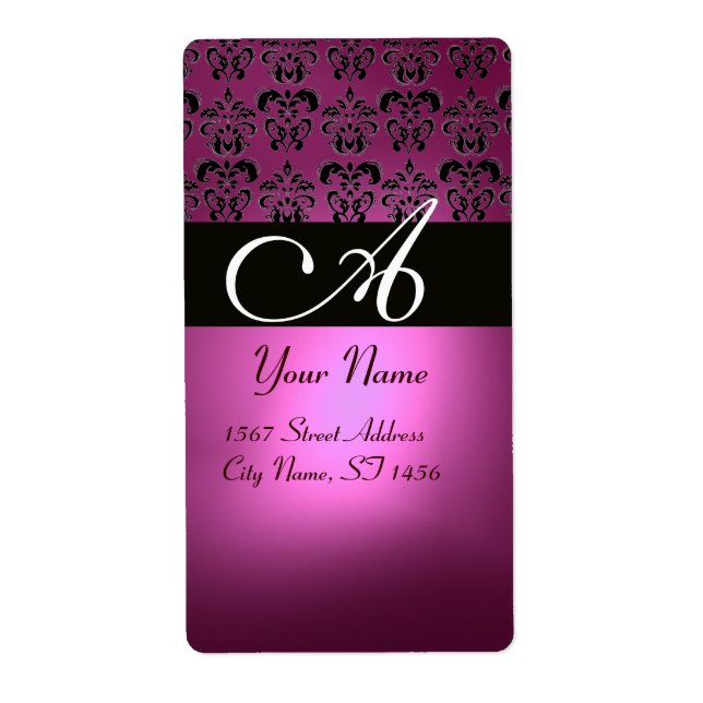 ÉTIQUETTE FUCHSIA ROSE NOIR PURPLE AMÉTHYST DOMMASK MONOGRAM (Devant)
