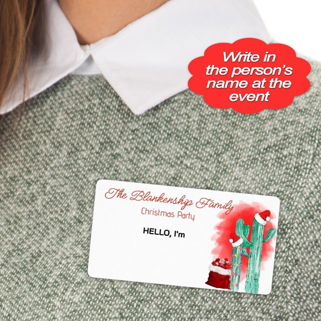 Étiquette Fun Christmas Cactus Papier Étiquette No (Help your guests remember names at your awesome Christmas paper with fun cactus sticker name tags.)