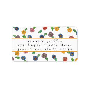 Étiquette Fun Colorful Flowers Adresse de retour