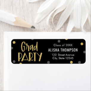 Étiquette Fun Confetti Graduation Party Return Adresse Label