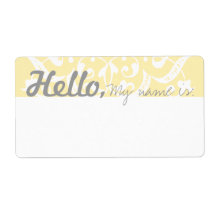 Fun Fancy Nom de la fête Tags - Jaune & Grey