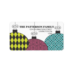 Étiquette Fun Festive Moderne Motifs Ornements Adresse
