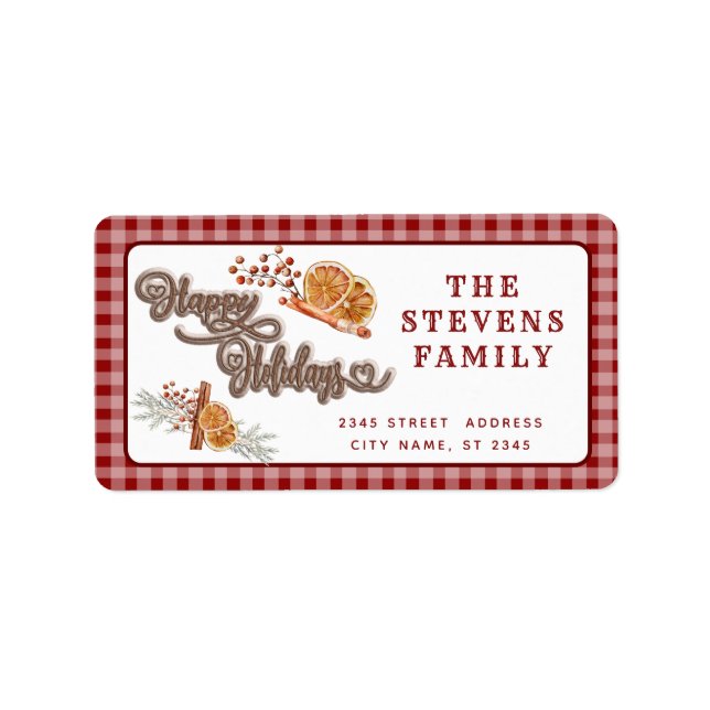 Étiquette Fun Happy Holidays cannelle orange (Devant)