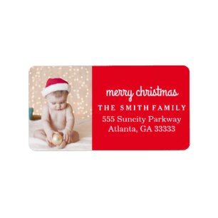 Étiquette Fun Holiday Photo Rouge Noël