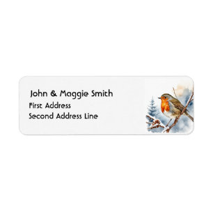Étiquette Fun Noël Anglais Robin Winter Forest Scène