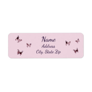Étiquette Fun Pink Purple Satin Butterflies Adresse du Motif