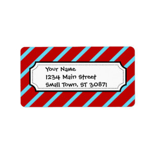 Étiquette Fun Turquoise Turquoise Red Diagonal Stripes Cadea