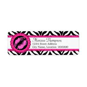 Étiquette Fun Zebra Print, Lipstick Kiss and Pink Lace