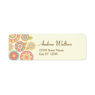 Étiquette Funky Boho Retro Flowers Mariage