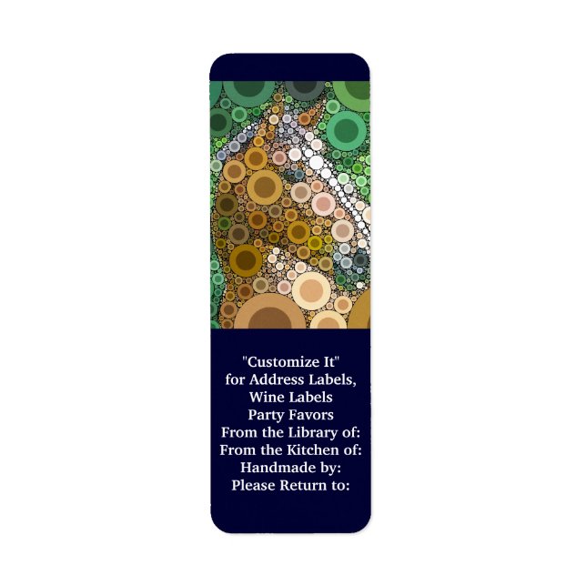 Étiquette Funky Horse Circles Bulles Art Moderne (Devant)