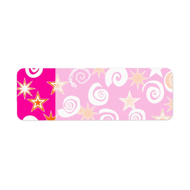 Étiquette Funky Rose Orange Stars Étoiles Fun Motif (Devant)