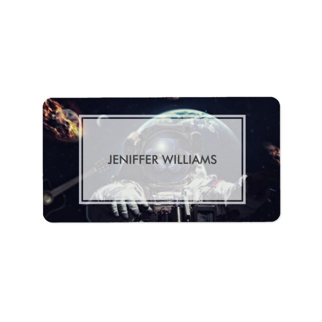 Étiquette Funny Astronaut Shorthair Cat dans l'espace (Devant)