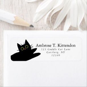 Étiquette Funny Jumping Acrobat Black Cat Kawaii Silhouette